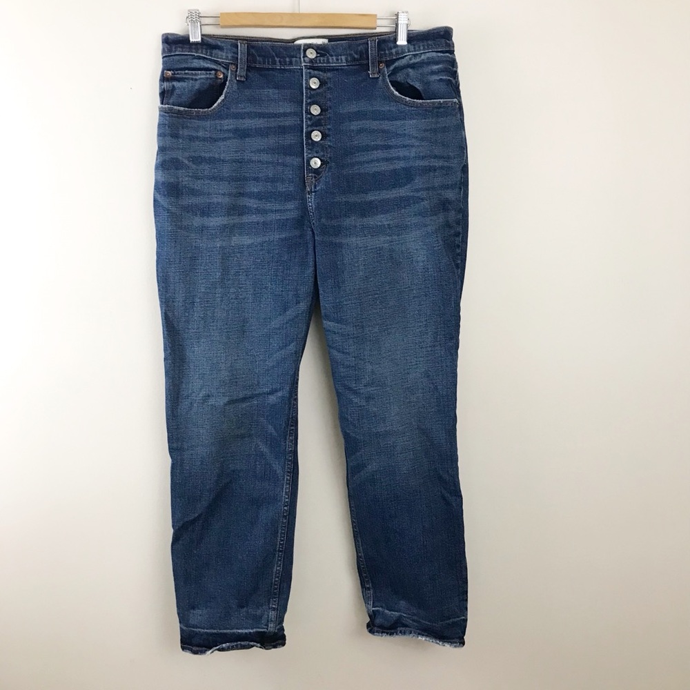 Abercrombie & Fitch Ankle Straight Ultra High rise button fly jeans 34 18 long